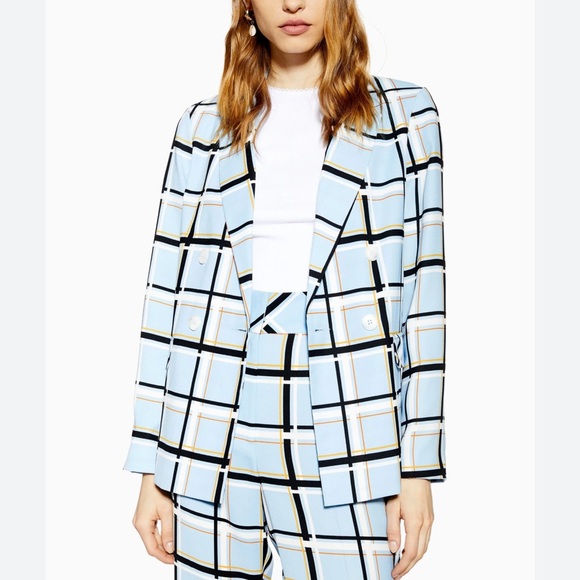 TopShop Blue Window Pane Plaid Blazer - Picture 1 of 13